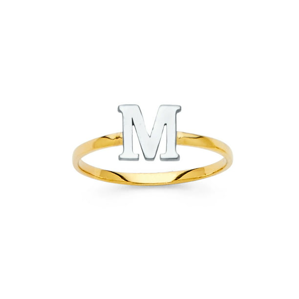 FB Jewels 14K White and Yellow Gold Two Tone Initial Letter Stackable RingG Size 12 